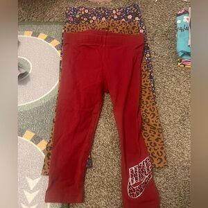 Nike Kids Red and Brown Leggings Set